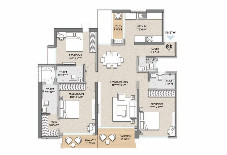 4 BHK Premium Floor Plan